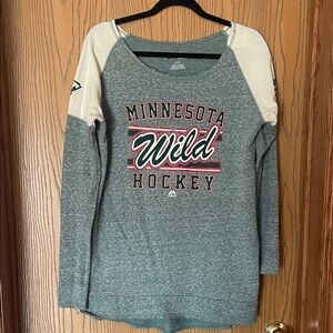 Minnesota Wild Hockey Raglan Pullover - Green & Cream